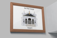 INUS Gangotri Temple Wall Art   Jai Maa Gange | Exclusive Canvas Frame | Digitally Hand-Drawn Hindu Temple Illustration | Spiritual Gift for Puja Room