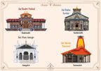 INUS Chaar Dhaam Wall Art Frame   Badrinath, Kedarnath, Gangotri, Yamunotri Temples | Digitally Hand-Drawn | Printed on Canvas  Spiritual Gift & Home Decor