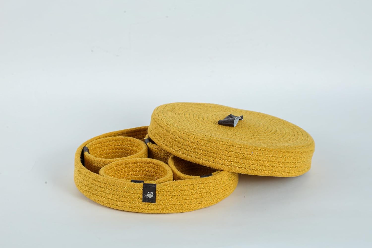 Dry Fruit Jute Container Tray Set with Cotton Rope & Lid