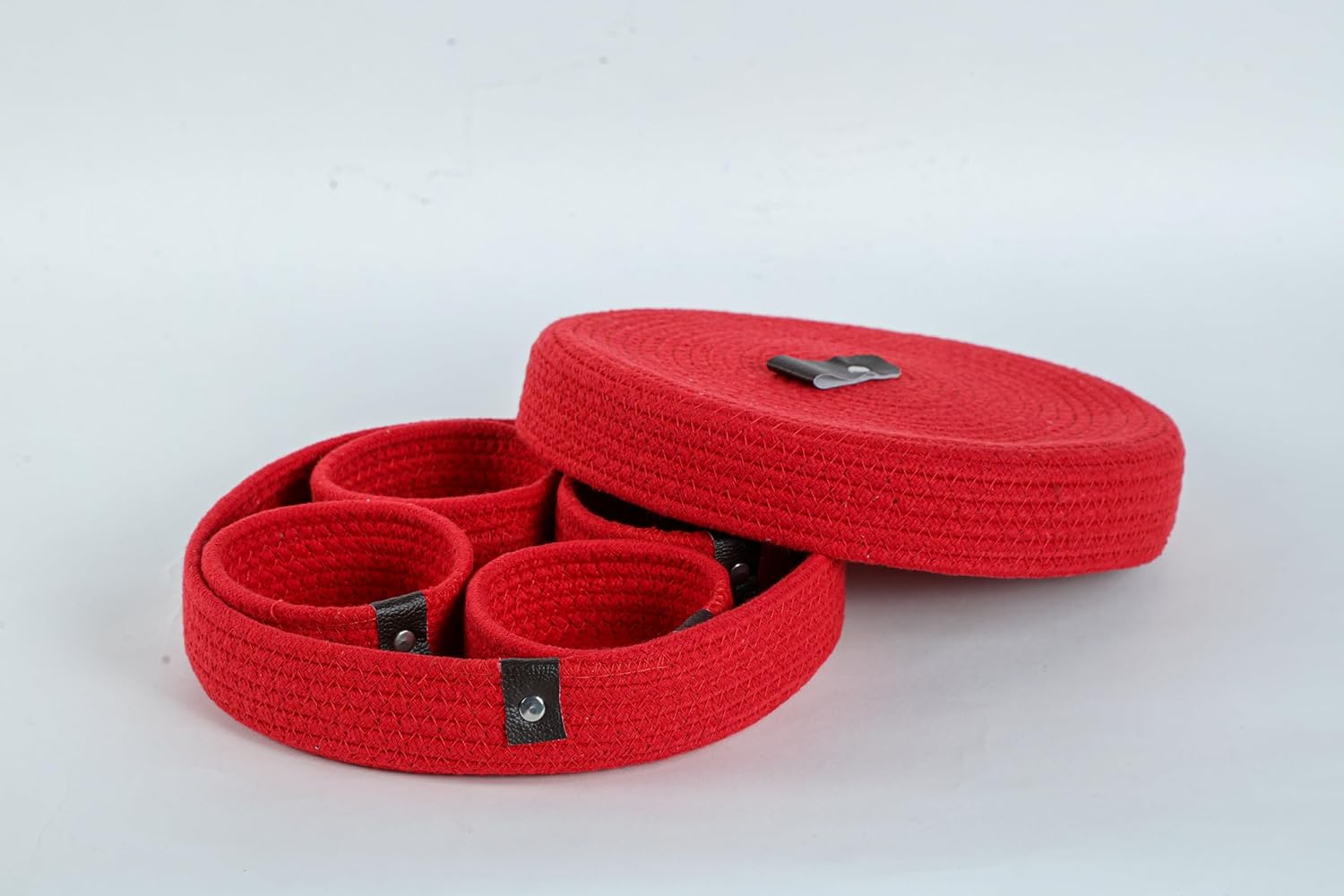 Dry Fruit Jute Container Tray Set with Cotton Rope & Lid