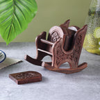 INUS Antique Chair Design Coasters Set of 6 for Tea Cups Coffee Mugs Beer Cans Bar Tumblers and Water Glasses (Authentic Handmade) - Sheesham Wood