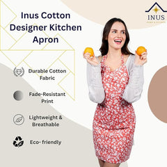 INUS Kitchen Apron For Adults Apron for Kitchen Adjustable Flame Retardant Apron For Home & Hotel (Orange)