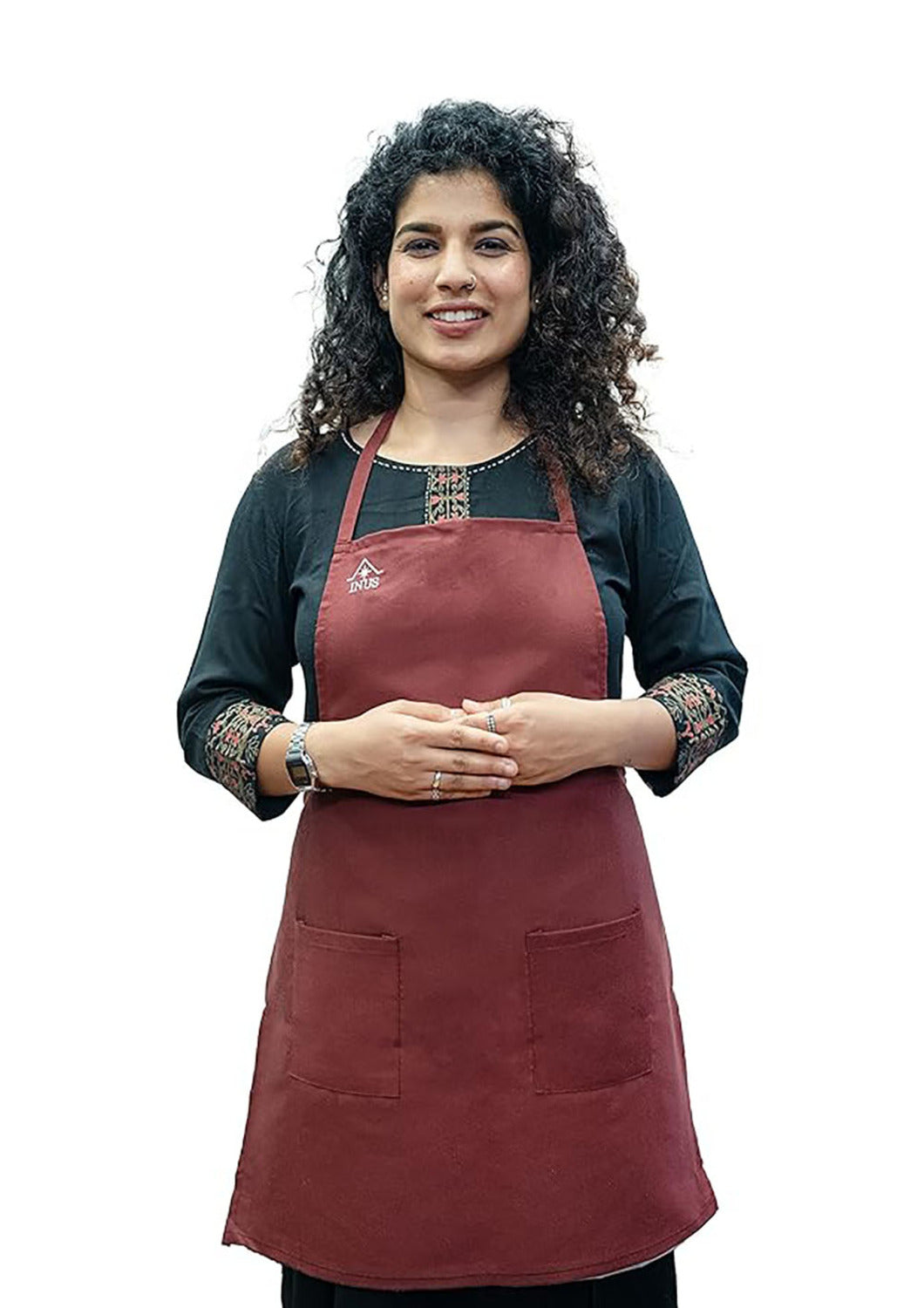 INUS Kitchen Apron For Adults Apron for Kitchen Adjustable With Removable Water Resistant Sheet Apron For Home & Hotel Maroon