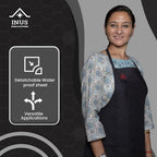 INUS Kitchen Apron For Adults Apron for Kitchen Adjustable With Removable Water Resistant Sheet Apron For Home & Hotel - (Black)