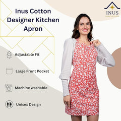INUS Kitchen Apron For Adults Apron for Kitchen Adjustable Flame Retardant Apron For Home & Hotel (Orange)