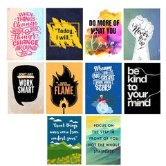 INUS Motivational, Uplifting, Empowering, Wall Abstract Posters, Inspiring A4 300GSM with and Free Stickers - (30 cm x 21 cm x 0.2 cm)(Pack of 10)