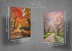 INUS Four seasons, English, Hindi, Spanish, French (Autumn, Summers, Winters, Spring) Wall Abstract Posters, A4 300GSM with Double Sided Tape and Free Stickers - (30 cm x 21 cm x 0.2 cm)(Pack of 4)