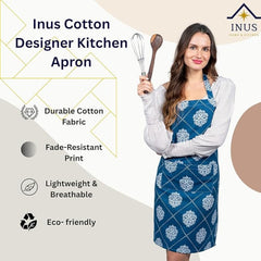 Inus Kitchen Apron For Adults Apron for Kitchen Adjustable Flame Retardant Apron For Home & Hotel (Blue)