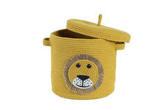 INUS Yellow Lion Storage Basket with Lid – Durable Multipurpose Toy Organizer for Laundry, Baby Clothes, Kids' Room, Nursery, Play Area, Office, and Living Room