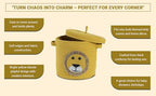 INUS Yellow Lion Storage Basket with Lid – Durable Multipurpose Toy Organizer for Laundry, Baby Clothes, Kids' Room, Nursery, Play Area, Office, and Living Room