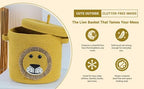 INUS Yellow Lion Storage Basket with Lid – Durable Multipurpose Toy Organizer for Laundry, Baby Clothes, Kids' Room, Nursery, Play Area, Office, and Living Room