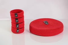 INUS Dry Fruit Jute Container Tray Set with Cotton Rope & Lid - Versatile Storage for Sweets, Chips, Diwali Gift Cookies & Snacks (Red)