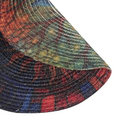 INUS 15" Reversible Cotton Dining Table Placemats & Coaster   Washable Round Table Mat for Hot Pots, Plates & Pans   Eco-Friendly Handmade Rib Style   Pack of 4 (Tree Design)