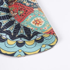 INUS 15" Reversible Cotton Dining Table Placemats & Coaster   Washable Round Table Mat for Hot Pots, Plates & Pans   Eco-Friendly Handmade Rib Style   Pack of 2 (Abstract)