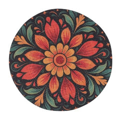 INUS 15" Reversible Cotton Dining Table Placemats & Coaster   Washable Round Table Mat for Hot Pots, Plates & Pans   Eco-Friendly Handmade Rib Style   Pack of 1 (Abstract Design)
