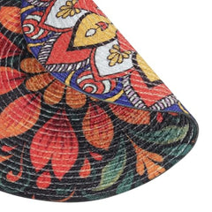 INUS 15" Reversible Cotton Dining Table Placemats & Coaster   Washable Round Table Mat for Hot Pots, Plates & Pans   Eco-Friendly Handmade Rib Style   Pack of 1 (Abstract Design)