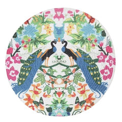 INUS 15" Reversible Cotton Dining Table Placemats & Coaster   Washable Round Table Mat for Hot Pots, Plates & Pans   Eco-Friendly Handmade Rib Style   Pack of 1 (Floral)