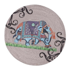 INUS 15" Reversible Cotton Dining Table Placemats & Coaster   Washable Round Table Mat for Hot Pots, Plates & Pans   Eco-Friendly Handmade Rib Style   Pack of 1 (Car Design)