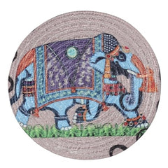 INUS Reversible Cotton Coasters 7" Round Washable & Water-Absorbent Tea Coaster Set of 8 for Dining Table, Cups & Hot Pots - Premium Finish, Water Absorbent, Table Decor Accessories (Car Design)