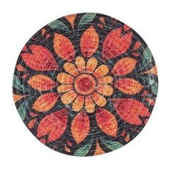 INUS 15" Reversible Cotton Dining Table Placemats & Coaster   Washable Round Table Mat for Hot Pots, Plates & Pans   Eco-Friendly Handmade Rib Style   Pack of 2 (Abstract Design)