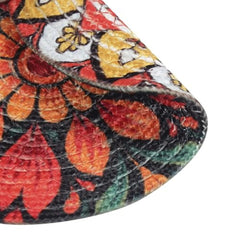 INUS 15" Reversible Cotton Dining Table Placemats & Coaster   Washable Round Table Mat for Hot Pots, Plates & Pans   Eco-Friendly Handmade Rib Style   Pack of 2 (Abstract Design)