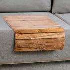 INUS Wooden Sofa Armrest Tray Foldable Acacia Wood, Flexible & Foldable,Dining Rectangular Table Mat,Suitable for Food,Drinks,Snacks, Diwali Gift Cup Elegant Brown Finish for Living Room Comfort