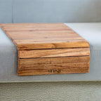 INUS Wooden Sofa Armrest Tray Foldable Acacia Wood, Flexible & Foldable,Dining Rectangular Table Mat,Suitable for Food,Drinks,Snacks, Diwali Gift Cup Elegant Brown Finish for Living Room Comfort