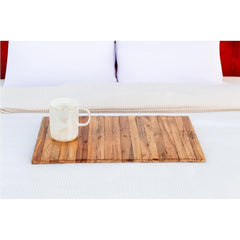 INUS Wooden Sofa Armrest Tray Foldable Acacia Wood, Flexible & Foldable,Dining Rectangular Table Mat,Suitable for Food,Drinks,Snacks, Diwali Gift Cup Elegant Brown Finish for Living Room Comfort