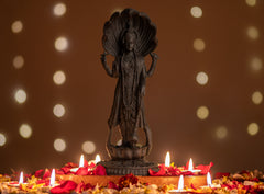 INUS Lord Vishnu Statue Idol Murti Standing on Lotus Base with Sheshnag for Home Office Centerpiece Narayan Avatar Spiritual Showpiece