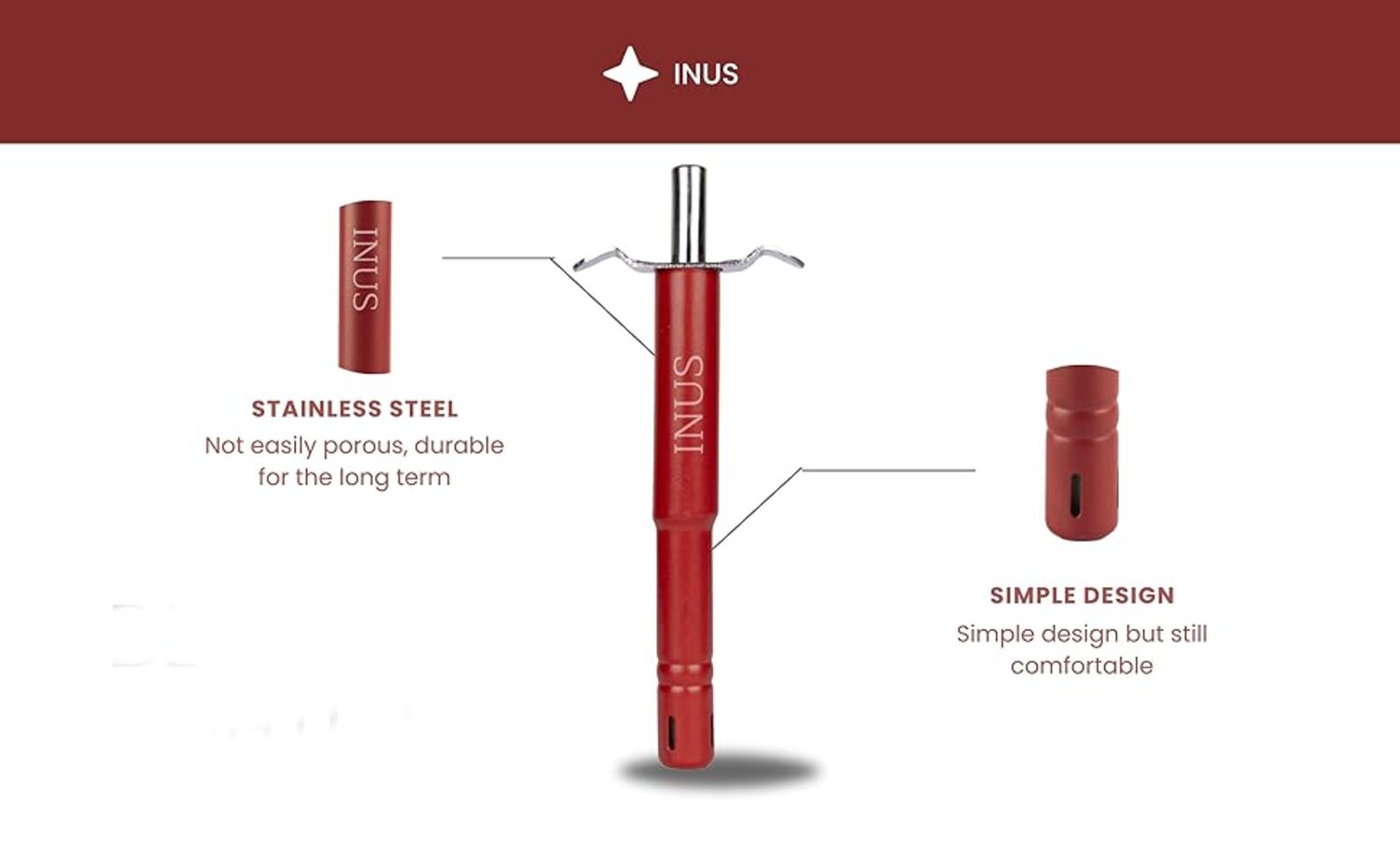 INUS Easy Grip Metal Regular Gas Lighters for Kitchen Use Gas Stove Lighter & Gas Stoves, Restaurants (Color - Maroon - Small) Pack of 1
