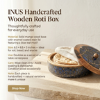 INUS Handcrafted Resin Wooden Enamel Coated Mango Wood Chapati Box Casserole, Bowl - Round Wooden Blue Leaf Design Natural Wood Decorative, Multipurpose for Kitchen & Dining - 8.8 x 8.8 x 2.6 Inch