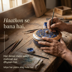 INUS Handcrafted Resin Wooden Enamel Coated Mango Wood Chapati Box Casserole, Bowl - Round Wooden Blue Leaf Design Natural Wood Decorative, Multipurpose for Kitchen & Dining - 8.8 x 8.8 x 2.6 Inch